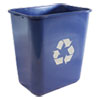 Soft-Sided Recycle Logo Plastic Wastebasket, Rectangular, 28 Qt, Polyethylene, Blue