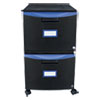 TWO-DRAWER MOBILE FILING CABINET, 14.75W X 18.25D X 26H, BLACK/BLUE