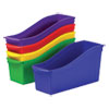 <strong>Storex</strong><br />Interlocking Book Bins with Clear Label Pouches, 4.75" x 12.63" x 7", Assorted Colors, 5/Pack