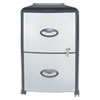 <strong>Storex</strong><br />Mobile Filing Cabinet with Metal Siding, 2 Letter-Size File Drawers, Silver/Black, 19" x 15" x 23"
