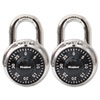 <strong>Master Lock®</strong><br />Combination Lock, Stainless Steel, 1.87" Wide, Silver/Black, 2/Pack