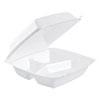 Foam Hinged Lid Containers, 3-Compartment, 8.38 x 7.78 x 3.25, 200/Carton