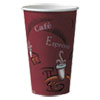 Solo Paper Hot Drink Cups In Bistro Design, 16 Oz, Maroon, 50/pack