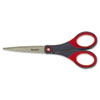 PRECISION SCISSORS, POINTED TIP, 7" LONG, 2.5" CUT LENGTH, GRAY/RED STRAIGHT HANDLE