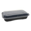 Earthchoice Versa2go Microwaveable Containers, 27 Oz, 8.4 X 5.6 X 1.4, Black/clear, 150/carton