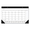 Contemporary Monthly Desk Pad, 18 x 11, White Sheets, Black Binding/Corners,12-Month (Jan to Dec): 2024