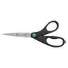 <strong>Westcott®</strong><br />KleenEarth Scissors, 8" Long, 3.25" Cut Length, Black Straight Handles, 2/Pack