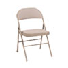 Steel Folding Chair, Padded Vinyl Seat, Supports Up To 300 Lb, Tan, 4/carton