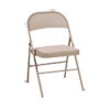 Steel Folding Chair, Padded Vinyl Seat, Supports Up To 300 Lb, Tan, 4/carton