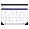 Academic Monthly Desk Pad Calendar, 22 x 17, White/Blue/Gray Sheets, Black Binding/Corners, 13-Month (July-July): 2023-2024