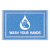 Message Floor Mats, 24 X 36, Blue, "wash Your Hands"