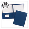 Two-Pocket Folder, Prong Fastener, 0.5" Capacity, 11 x 8.5, Dark Blue, 25/Box