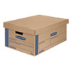 Smoothmove Prime Moving And Storage Boxes, Large, Half Slotted Container (hsc), 24" X 15" X 10", Brown Kraft/blue, 8/carton