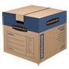 SmoothMove Prime Moving/Storage Boxes, Hinged Lid, Regular Slotted Container, Medium, 18" x 18" x 16", Brown/Blue, 8/Carton
