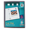 Lay Flat View Report Cover, Flexible Fastener, 0.5" Capacity, 8.5 x 11, Clear/Gray