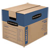 SmoothMove Prime Moving/Storage Boxes, Hinged Lid, Regular Slotted Container, Small, 12" x 16" x 12", Brown/Blue, 10/Carton