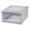 Stackable Storage Drawer, 7.75 gal, 15.75" x 19.62" x 9", Gray/Translucent Frost