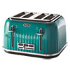 4-Slice Toaster with Textured Design with Chrome Accents, 12 x 13 x 8, Teal