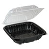 Earthchoice Dual Color Hinged-Lid Takeout Container, 1-Compartment, 28 Oz, 7.5 X 7.5 X 3, Black/clear, 150/carton