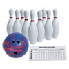 <strong>Champion Sports</strong><br />Bowling Set, Plastic/Rubber, White, 10 Bowling Pins, 1 Bowling Ball