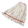 Web Foot Shrinkless Looped-End Wet Mop Head, Cotton/synthetic, Large, White, 1" White Headband