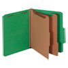 Bright Colored Pressboard Classification Folders, 2" Expansion, 2 Dividers, 6 Fasteners, Letter Size, Emerald Green, 10/Box