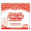 Washable Fineline Markers Classpack, Fine Bullet Tip, Eight Assorted Colors, 200/Set
