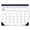 <strong>House of Doolittle™</strong><br />Recycled Academic Desk Pad Calendar, 18.5 x 13, White/Blue Sheets, Blue Binding/Corners, 14-Month (July to Aug): 2023 to 2024