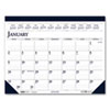 Recycled Two-Color Perforated Monthly Desk Pad Calendar, 22 x 17, Blue Binding/Corners, 12-Month (Jan-Dec): 2024