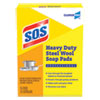 <strong>S.O.S.®</strong><br />Steel Wool Soap Pads, 2.4 x 3, Steel, 15 Pads/Box, 12 Boxes/Carton