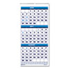 Recycled Three-Month Format Wall Calendar, Vertical Orientation, 8 x 17, White Sheets, 14-Month (June to July): 2023 to 2024