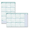 Express Track Recycled Reversible/Erasable Yearly Wall Calendar, 24 x 37, White/Teal Sheets, 12-Month (Jan to Dec): 2025