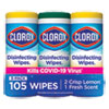 Disinfecting Wipes, 7 x 8, Fresh Scent/Citrus Blend, 35/Canister, 3/Pack