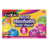 Neon Washable Kids' Paint, 6 Assorted Neon Colors, 2 oz Bottle, 6/Pack