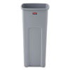 Untouchable Square Waste Receptacle, Plastic, 23 Gal, Gray