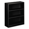 Metal Bookcase, Three-Shelf, 34.5w x 12.63d x 41h, Black