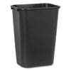 Deskside Plastic Wastebasket, Rectangular, 10.25 Gal, Black