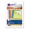 Small Binder Pockets, Standard, 7-Hole Punched, Assorted, 9.25 x 5.5, 5/Pack