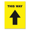 Social Distancing Floor Decals, 8.5 x 11, This Way, Yellow Face, Black Graphics, 5/Pack