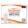 Elegant Dinnerware Heavyweight Cutlery Assortment, Individually Wrapped, 120 Forks/80 Spoons/40 Knives, White, 240/Box