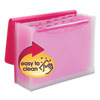 Poly Expanding Folders, 12 Sections, Cord/Hook Closure, 1/6-Cut Tabs, Letter Size, Pink/Clear