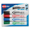 MARKS A LOT Desk-Style Dry Erase Marker, Broad Chisel Tip, Assorted Colors, 4/Set (24409)