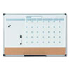 3-in-1 Planner Board, 24 x 18, Tan/White/Blue Surface, Silver Aluminum Frame