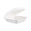 Bagasse Food Containers, Hinged-Lid, 1-Compartment 9 x 9 x 3.19, White,  Sugarcane, 100/Sleeve, 2 Sleeves/Carton