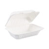 Bagasse Food Containers, Hinged-Lid, 1-Compartment 9 x 6 x 3.19, White, Sugarcane, 125/Sleeve, 2 Sleeves/Carton