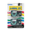 <strong>Casio®</strong><br />Tape Cassettes for KL Label Makers, 0.37" x 26 ft, Black on Clear, 2/Pack