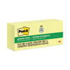 <strong>Post-it® Greener Notes</strong><br />Original Recycled Note Pads, 1.5" x 2", Canary Yellow, 100 Sheets/Pad, 12 Pads/Pack