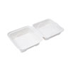 Renewable And Compostable Sugarcane Clamshells, 6 X 6 X 3, White, 50/pack, 10 Packs/carton