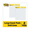 Vertical-Orientation Self-Stick Easel Pads, Quadrille Rule (1 sq/in), 25 x 30, White, 30 Sheets, 2/Carton