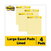 Vertical-Orientation Self-Stick Easel Pad Value Pack, Faint 1 1/2" Rule, 30 Yellow 25 x 30 Sheets, 4/Carton